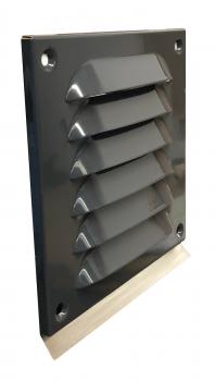 Lüftungsgitter Aluminium graphitgrau 14 x 14cm mit Tropfkante, incl. Insektenschutz, Schrauben, Dübel